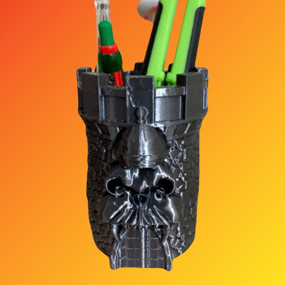Castle Grayskull Desk Organizer 3D Printed Pencil Pen Holder He Man Accessory